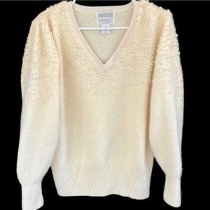 EUC Vintage Angora Blend Pearl Studded Sweater